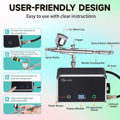 32PSI Cordless Airbrush Kit with Compressor – Portable Handheld Air Brush Gun wi