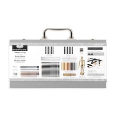 58pc Sketching Travel Art Set Wooden Box Premium Quality Artist Supplies Tools