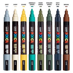 uni PC-5M Water-Based Paint Markers, Reversible Medium Tip (1.8-2.5mm), Earth…