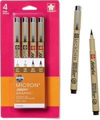 50040 4-Piece Pigma Drawing Brush Pen Set, Sepia