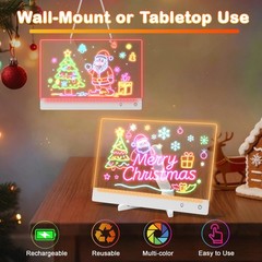 Rechargeable LED Note Board with Colors, 13.7×10 Lumi LED Drawing Board Acryl…