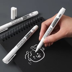 1/2PCS White Waterproof Permanent Paint Marker Pens for Metal Wood Fabric.