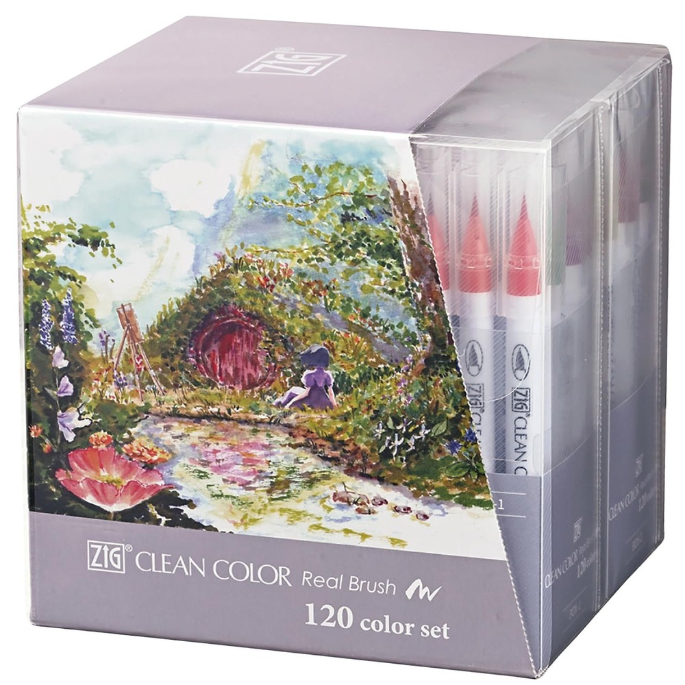 Kuretake ZIG Clean Color Real Brush 120 Colors Brush Marker Set Japan