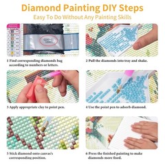 Pink Bookstore 5D Diamond Art Kits for Adults, Diamond Painting Sets for Adults