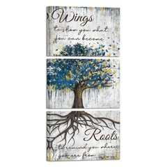 Conipit Vertical Tree Of Life Canvas Wall Art Butterfly Tree Painting Inspira…