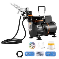 Airbrush Kit Dual Fan Air Compressor Airbrushing System Kit 3 Airbrushes