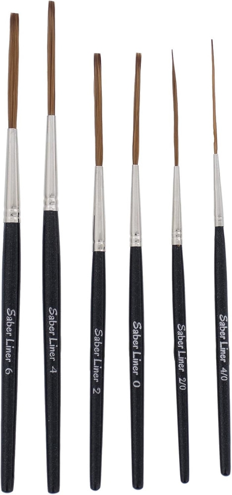 AMVD-SL-SET Von Dago Saber Liner Set of 6 Pinstriping Brushes Sizes 4/0-6