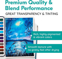 Watercolor Paint Essentials Set – Lightweight and Portable Metal Box – Lid Has 3