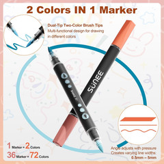 72 Colors Acrylic Paint Markers, 36 Pack Brush Tip Paint Pens with Automatic Co