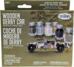 308937 6 Color Acrylic Paint Set Wooden Derby Car with Paint Tray
