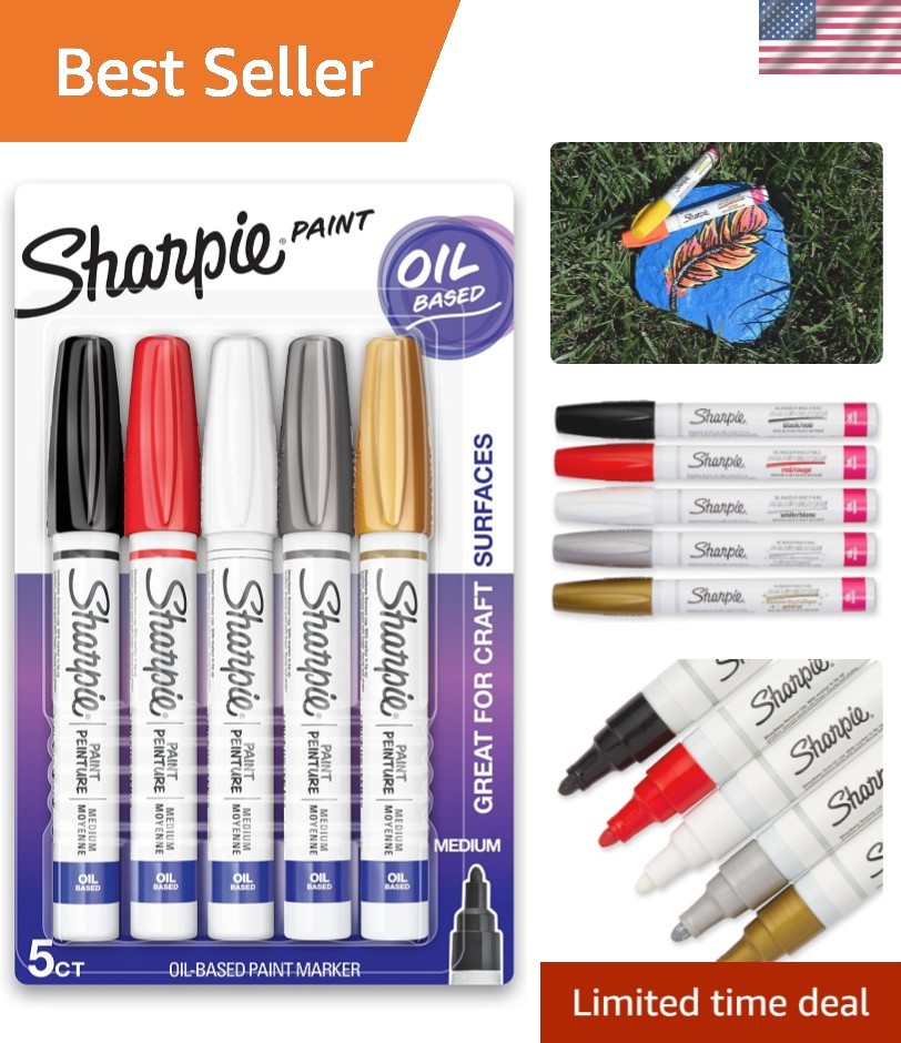 Durable Oil-Based Paint Markers, Waterproof, 5 Count for Arts & Crafts Mastery
