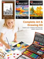 Art Supplies, 192-Pack Deluxe Art Set Drawing Painting Supplies Kit with Acrylic