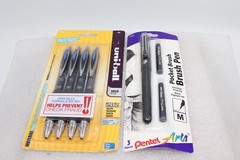 Pentel Arts Portable Pocket Brush Pen, Med. Point & Uni-ball # 207 4 Pk. Pens