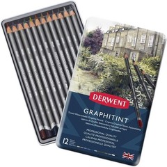 Derwent Graphitint Pencils, Metal Tin, 12 Count (0700802)