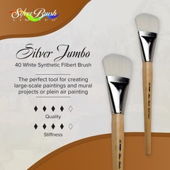 Size 40 Silver Brush Jumbo White Taklon Filbert Series 8503 Painting Art