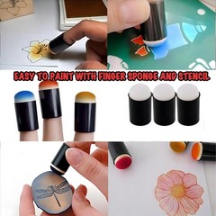 40 PCS Finger Sponge Daubers Case 8 Reusable Stencils Set For Card Making