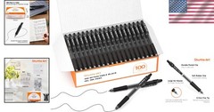 100 Pack Retractable Black Gel Pens with Comfortable Grip for Effortless Writing