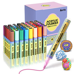 Arrtx 48 Colors Acrylic Paint Pens 3Mm Medium Tip Paint Markers Paint Pens Non