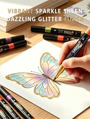 48 Colors Glitter Markers Pens Dual Tip 24 Pack Glitter Brush Markers Glitter…