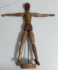 Early STAMPED 1950s Morilla Maniquette Artist Wooden Jointed Mannequin Japan HTF