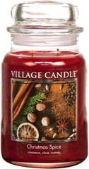 Village Candle Christmas Spice, Large Glass Apothecary Jar, 21.25 net oz, Red