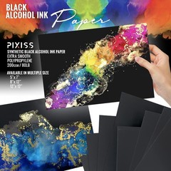 Pixiss Black Alcohol Ink Paper – 25 Sheets Heavy Weight Art Paper for Alcohol…