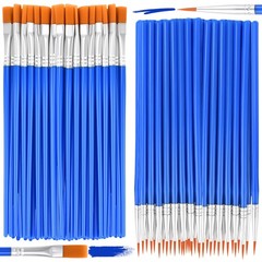 36 PCS Bulk Paint Brushes Flat Round Tip Nylon Hair For Oil Watercolor Art