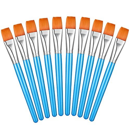 Pcs 1 Inch Flat Head Paint Brushes Bulk Watercolor Acrylic Paint 10 Sky Blue