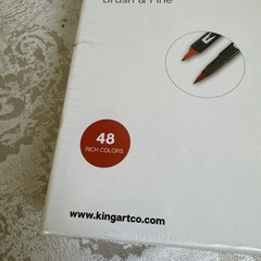 KingArt 445-48 PRO Dual TIP Brush & Fine Tip PENS, 48 Colors! New