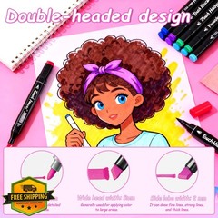 DUULEMANG 24 Color Alcohol Markers Dual Brush Tip