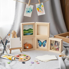 16 Pack Unfinished Craft Wood Boards Panels, 4 X 4 Inch Square Wood Painting
