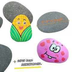 24 Pcs Rocks for Painting 34 Inch Flat DIY Smooth Stones Arts and Craft