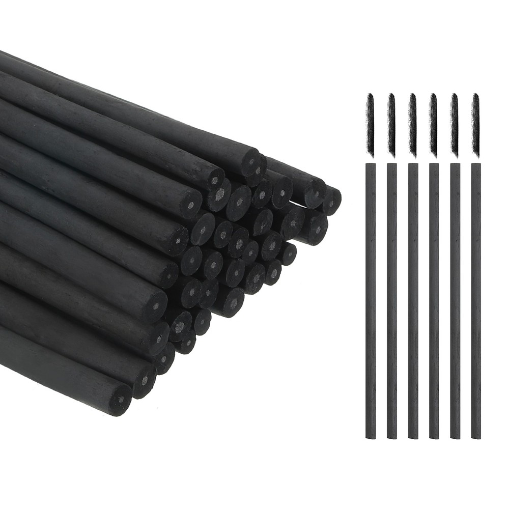 Willow Charcoal Sticks, 2-4mm Willow Charcoal Pencils(Black, Pack of 50)