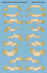 FALLOUT HOBBIES BLANK VEHICLE SCROLLS AGED LRG TRANSFER Sheet 5.5” x 8.5” DECALS