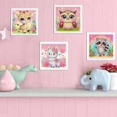 Mupmod 4 Packs Animals Diamond 6 inches by 6 inches, DX606+DX605+DX607+DX604