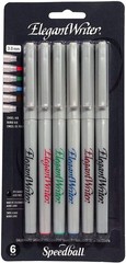 Elegant Writer Calligraphy 6 Marker Set Assorted Colors 3.0 mm Chisel Nib Pens