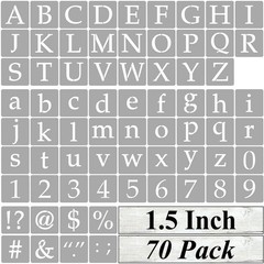 1.5 Inch Alphabet Letter Stencils for Painting – 70 Pack Inch, White