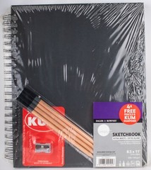 Daler Rowney Simply Sketch Book Extra White 8.5x11in 65lb w/ Pencils & Sharpener