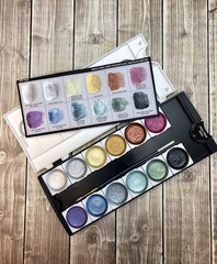 NEW ⭐ Brea Reese Metallic Watercolor Pan Paint Set 13/Pkg-paint Brush Included