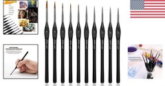 10 Miniature Detail Brushes with Easy-Grip Handles – Perfect for Art Crafting