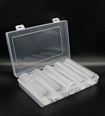 100PCS 30mm Silver Gold Coin Cases Capsules Holder Clear Plastic Round Storage