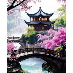Paint by Numbers Kit for Adults, Cherry Blossom Paint by Number Adult, Japane…