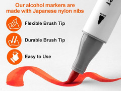 SFAIH Alcohol Markers Brush Tip & Fine Tip – 49 Colors Double Tipped Art Markers