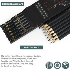 Luwans Drawing Pencils Set of 14 (B – 12B) Sketch 1 Count (Pack 14), Black