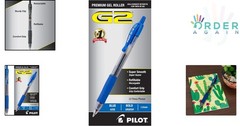 Gel Pen Refillable 1mm Bold Point Blue Ink Office School Journaling Pack of 12