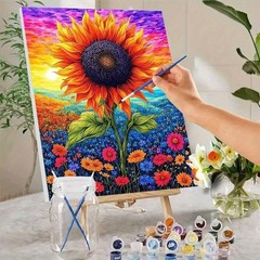 Paint by Numbers Kit for Adults Sunflower Colorful Flower Field DIY Canvas Art