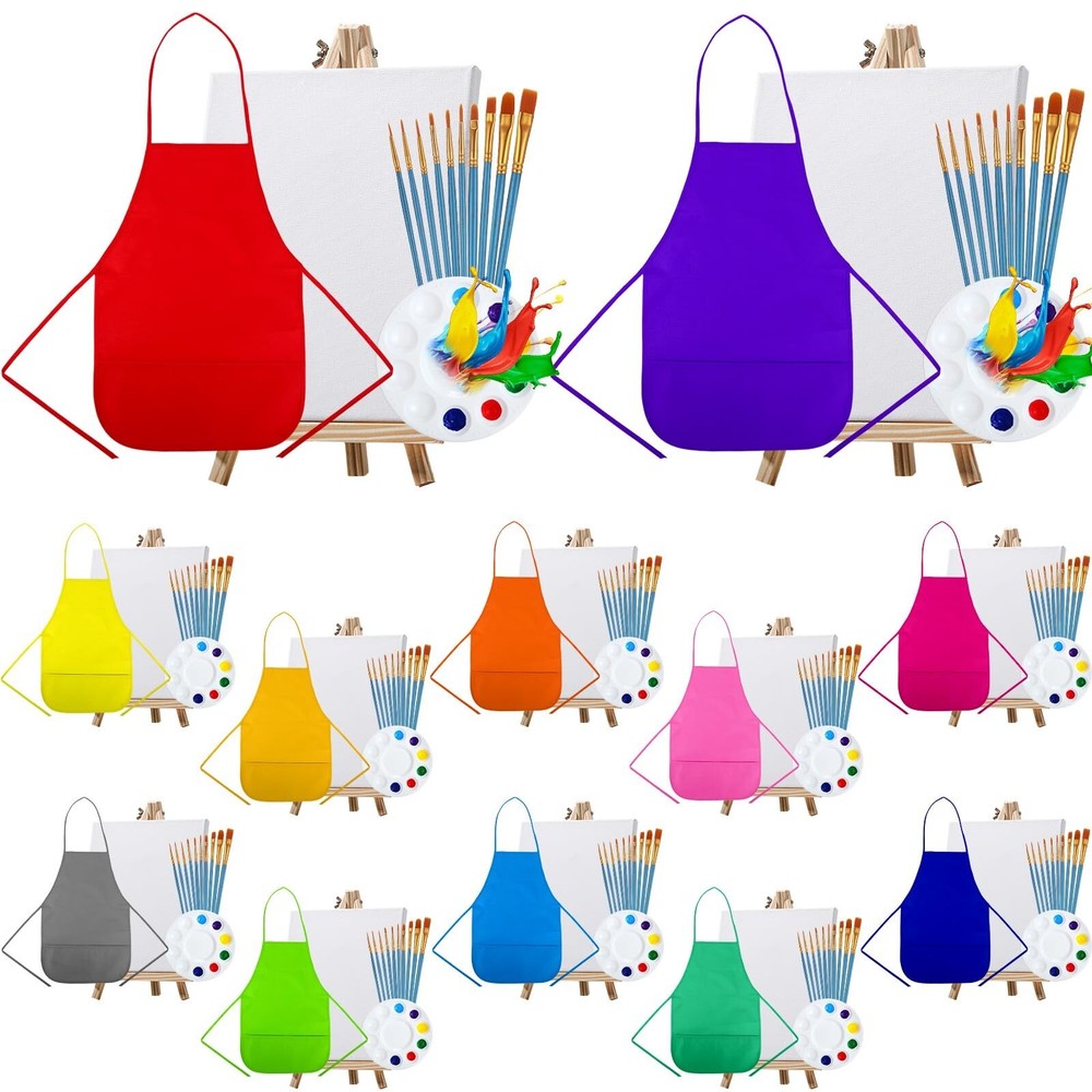 Dunzoom 168 Pcs Kids Paint Set 12 Pcs 8 x 10 in Canvases 12 Pcs 7 x 9.5 in Wo…