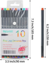 Fineliner Color Pen Set, 0.4Mm Colored Fine Liner Sketch Drawing Pen, Pack of 10