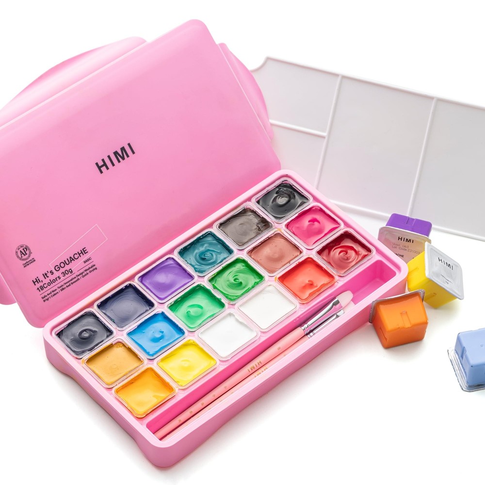 HIMI Gouache Paints Set, 18 Colors, 30g, jelly gouache paint set, Non Toxic P…