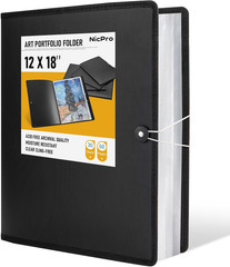 Nicpro 12″X18″ Art Portfolio Folder, 30 Pockets Display 60 Pages Art Painting Po